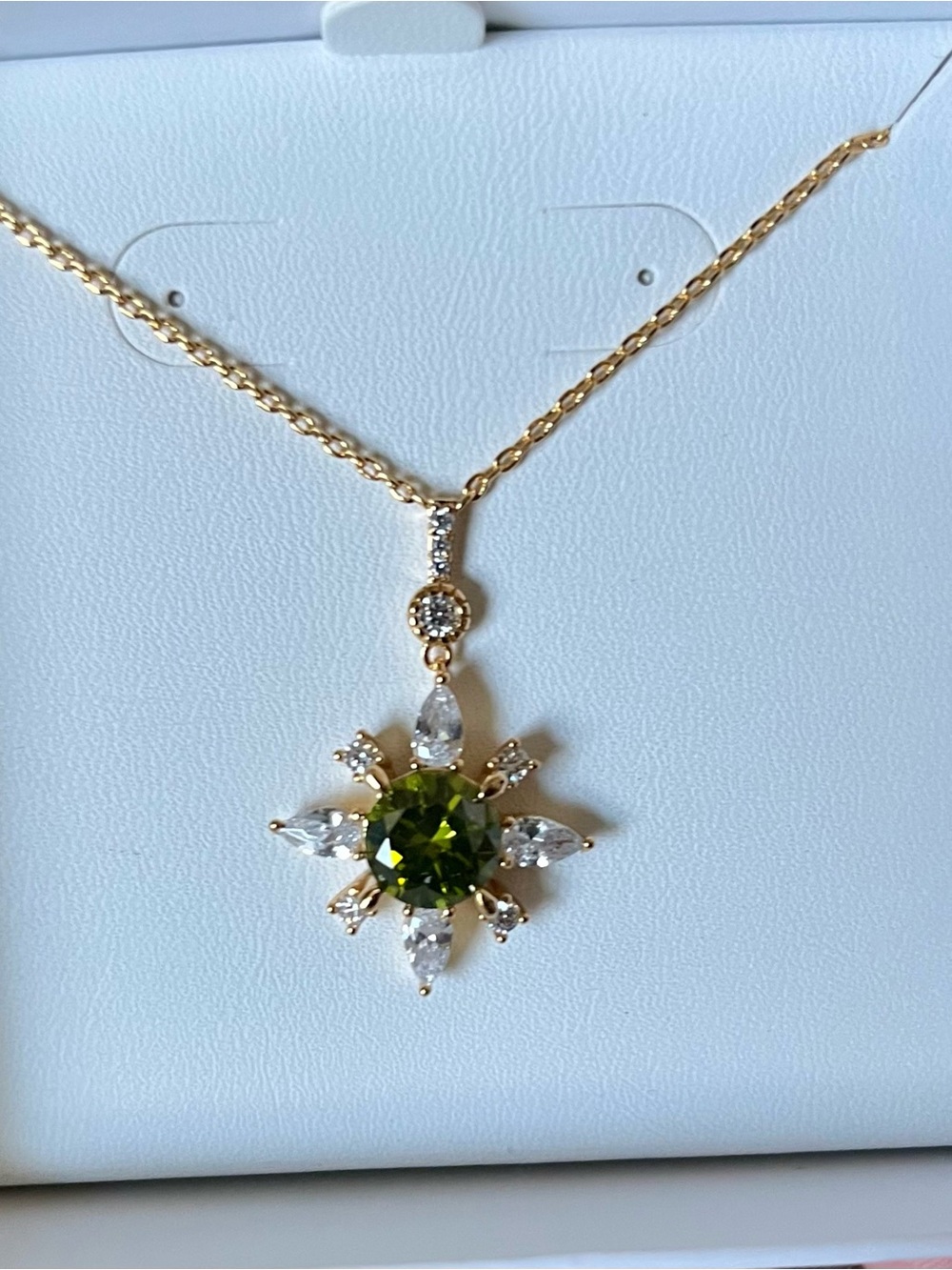 Bomb Party Retro RBP3025 Glimpse of Gorgeous Peridot Cz on Gold Necklace HTF
